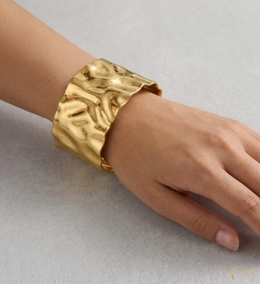 Gold Wave Statement Cuff