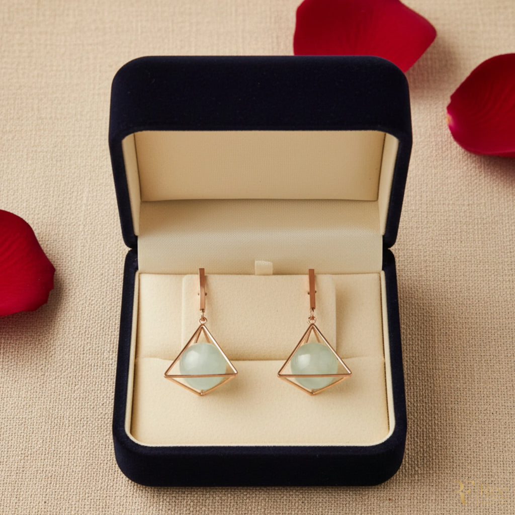 Geometric Mint Drop Earrings