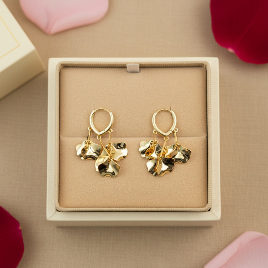 Golden Petal Whisper Earrings
