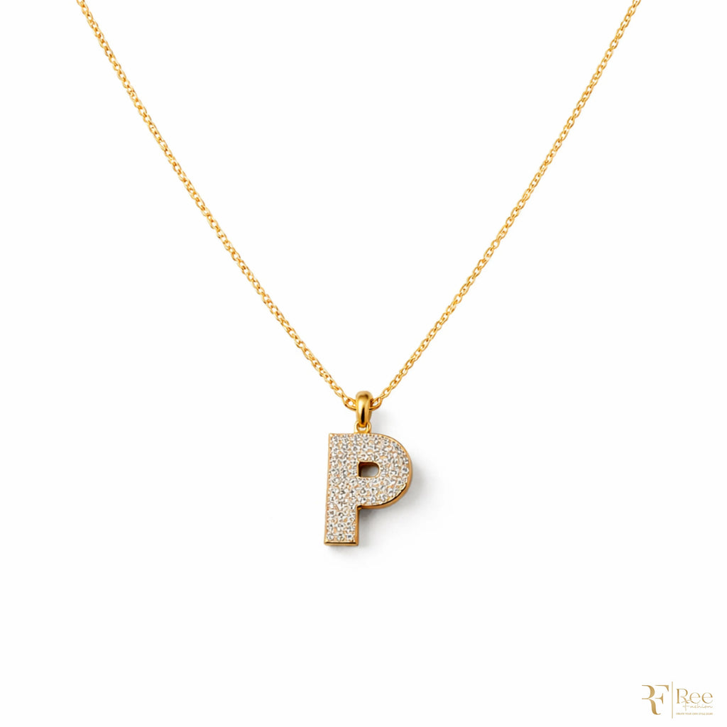 Gold 'P' Initial Necklace