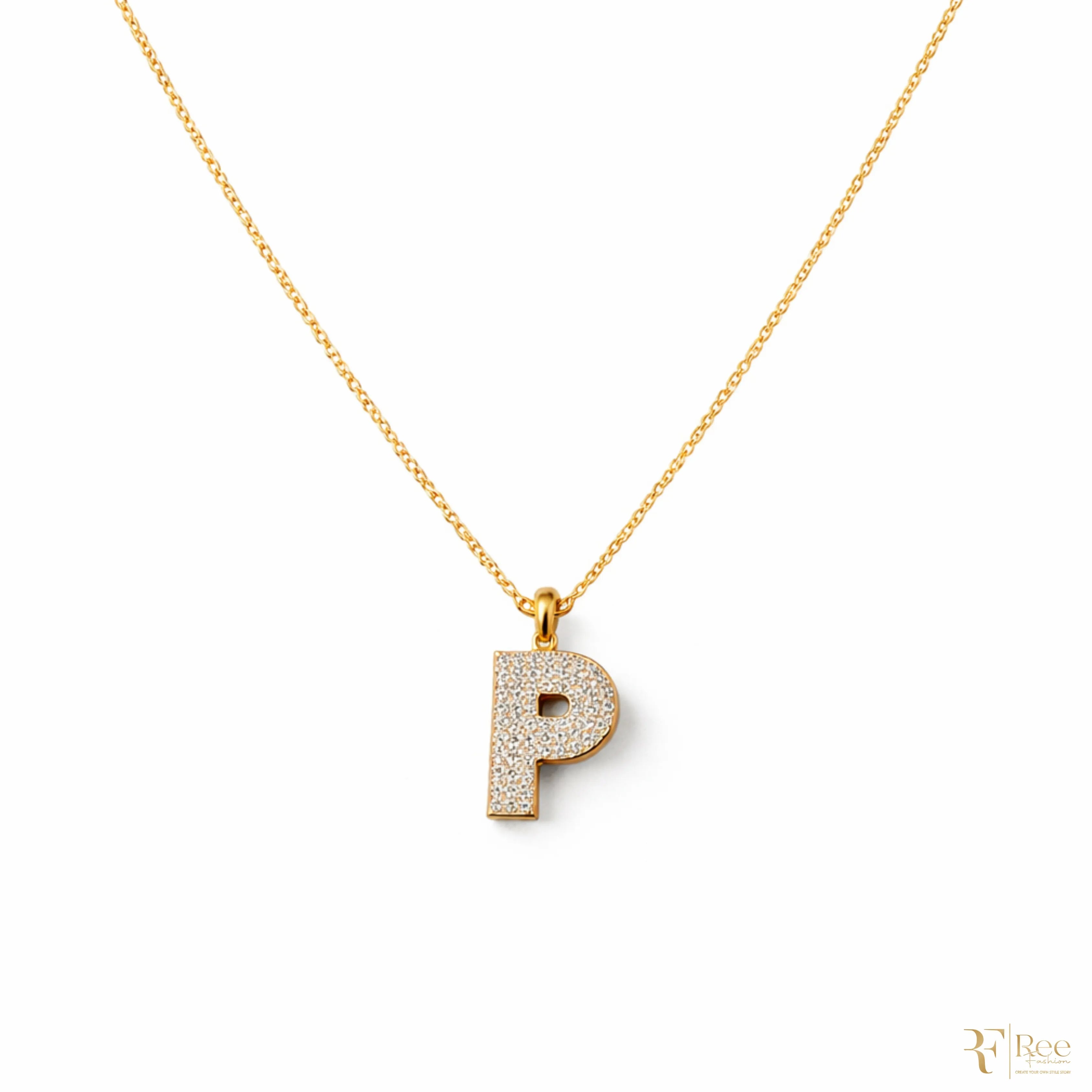 Gold 'P' Initial Necklace