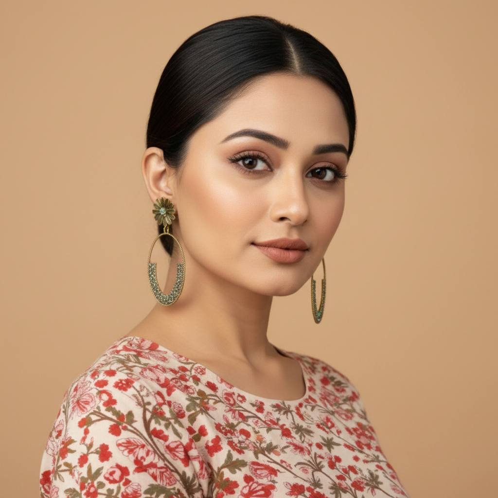 Vintage Bloom Crescent Earrings