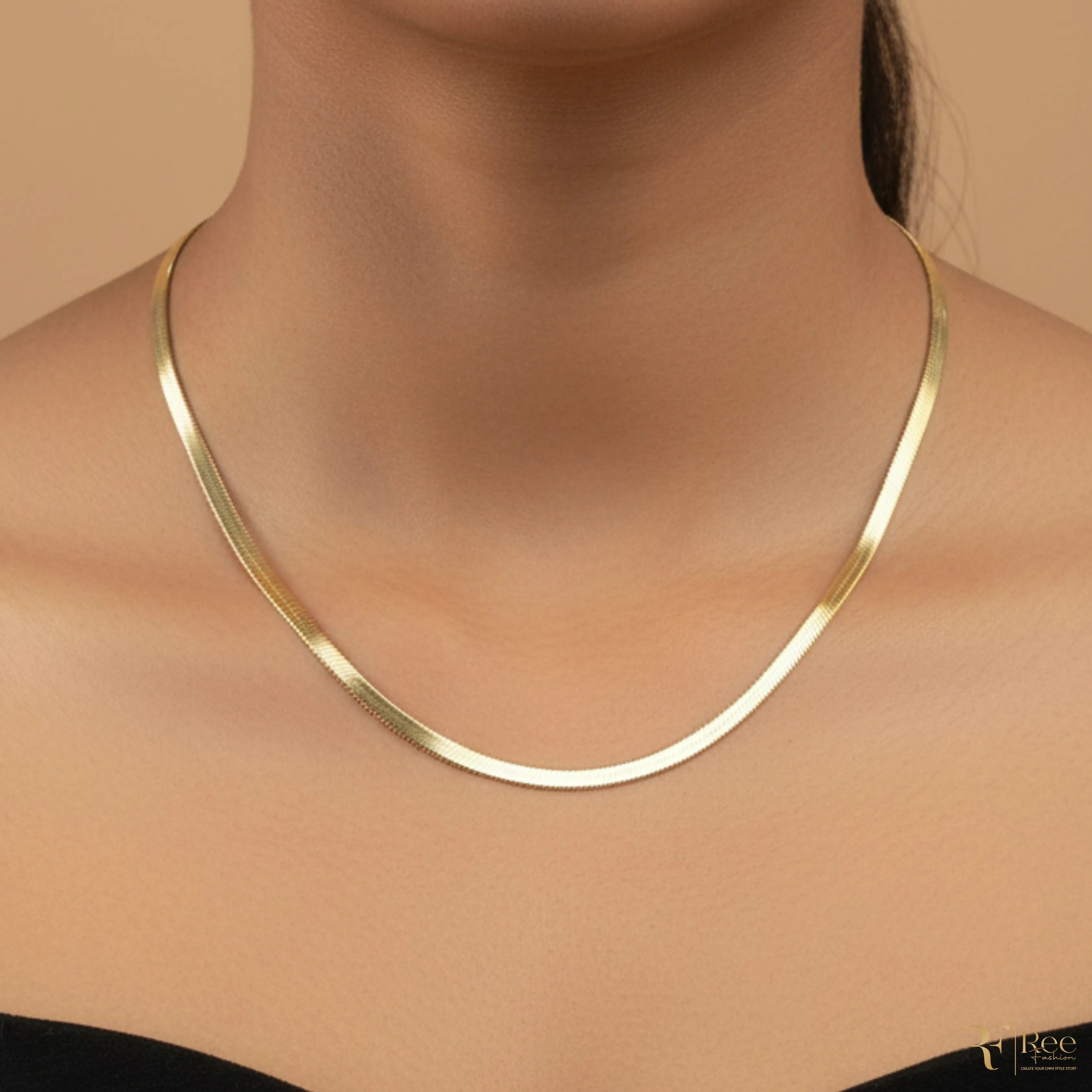 Gold Herringbone Flat Chain