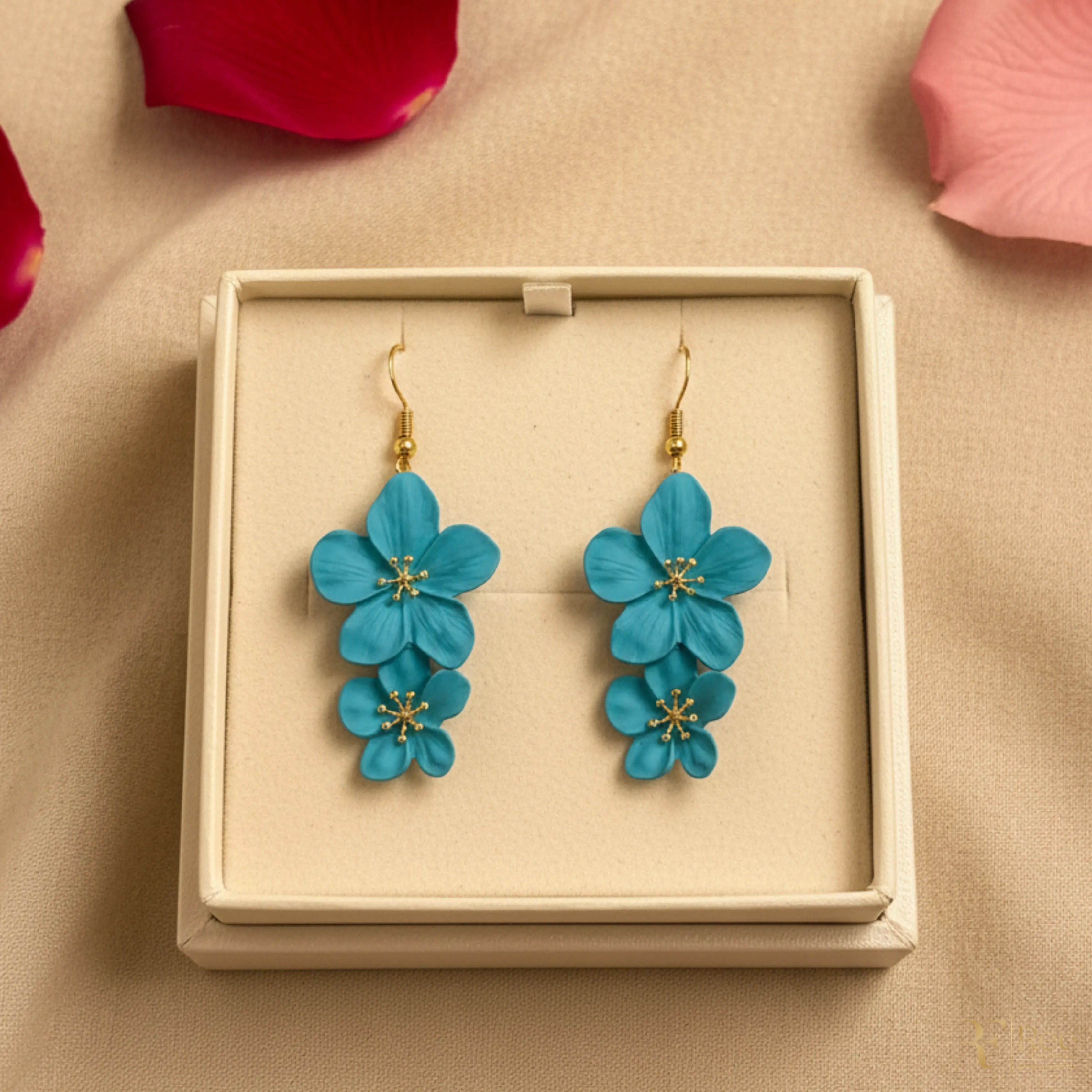 Turquoise Bloom Floral Earrings