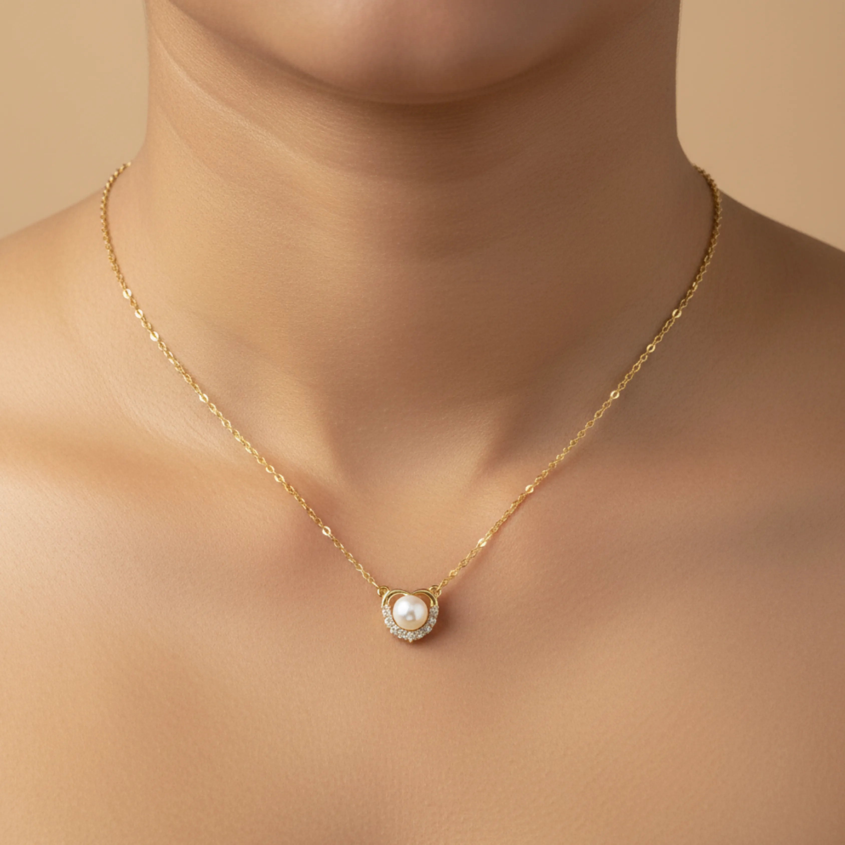 Pearl Halo Crystal Pendant Necklace