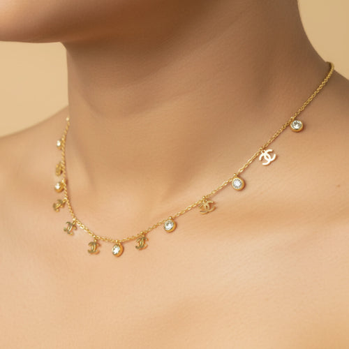 Designer Charm Crystal Chain Necklace