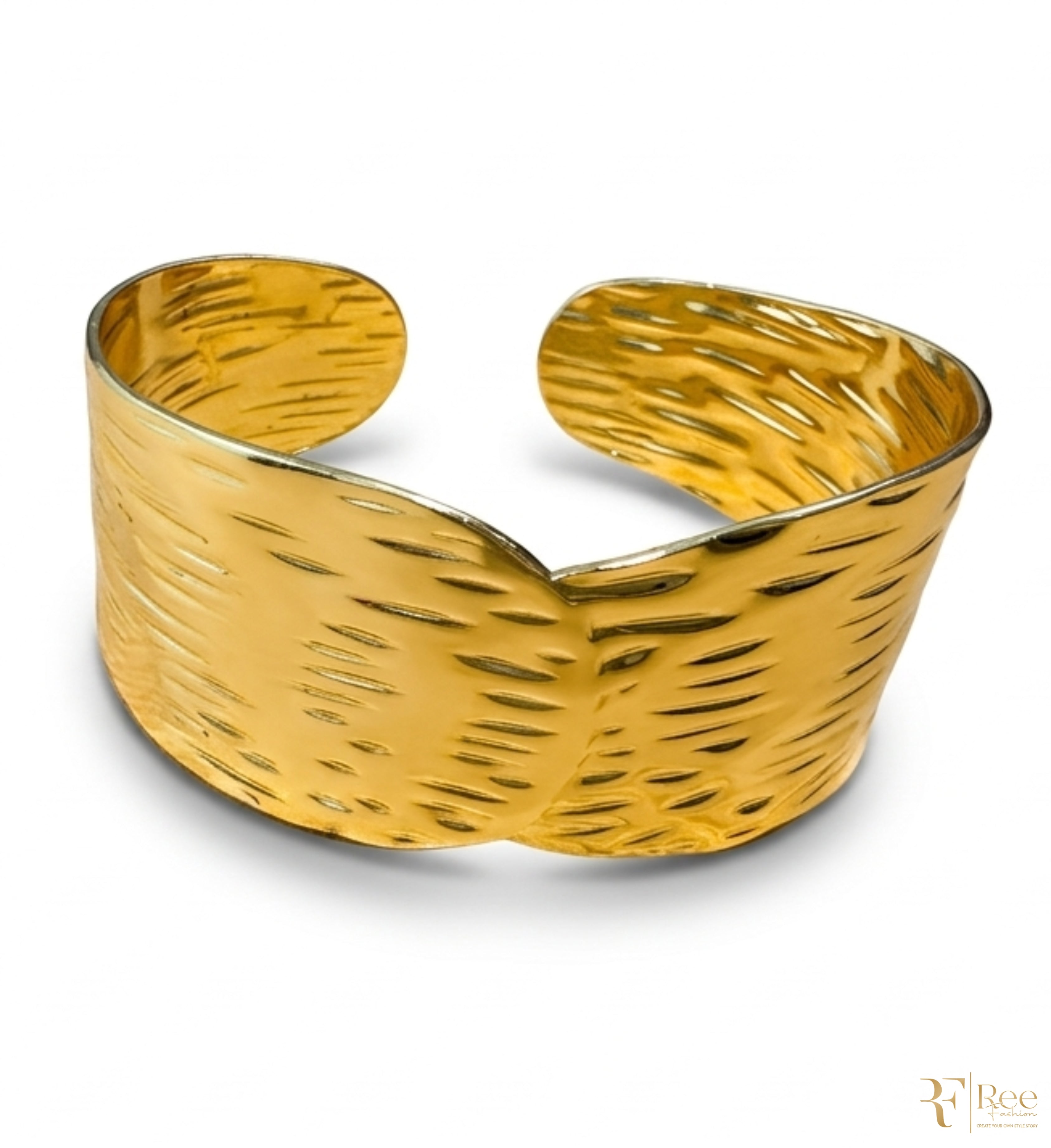 Golden Textured Cuff Bracelet