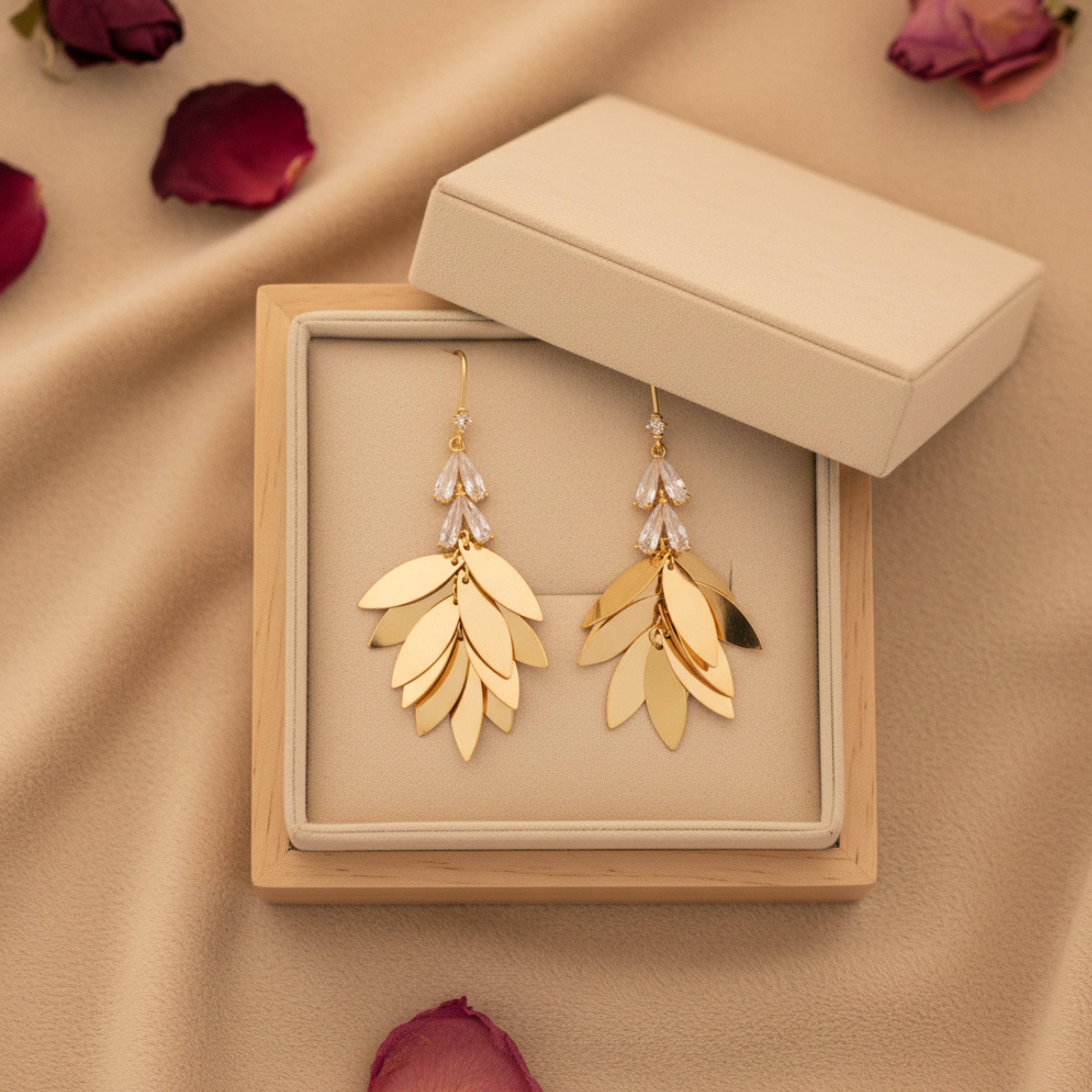 Golden Leaf Cascade Earrings