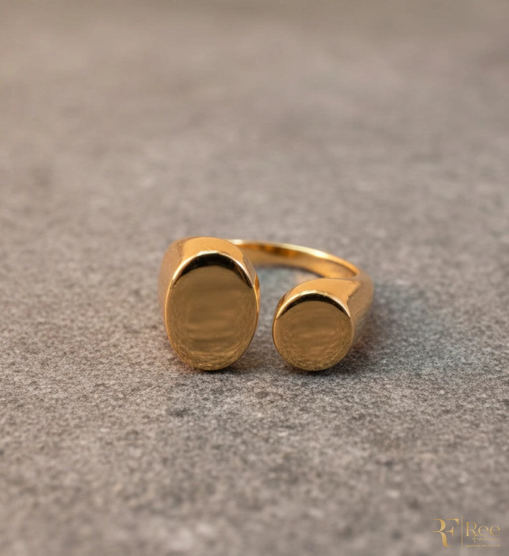 Dual Disc Gold Open Ring