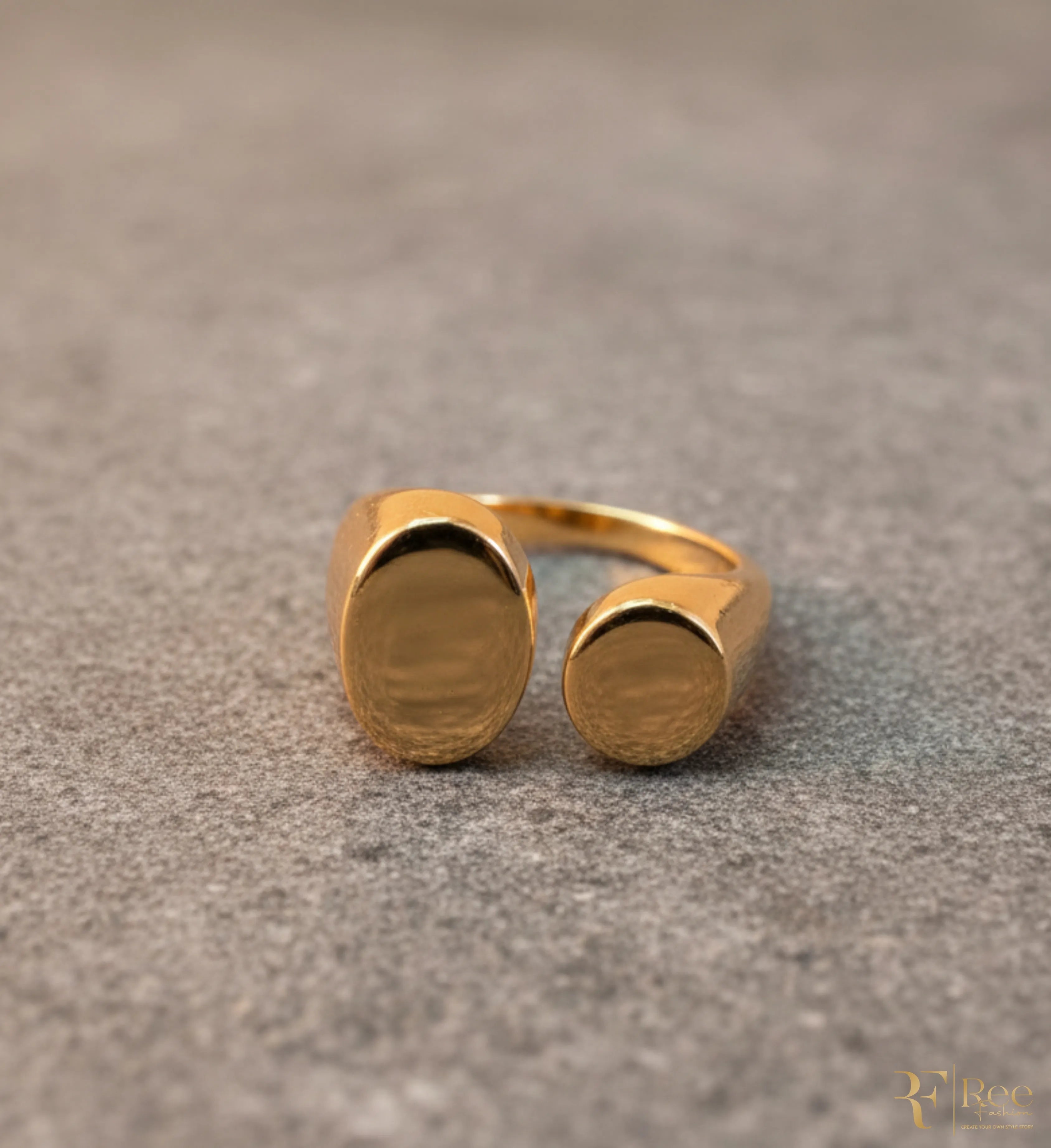 Dual Disc Gold Open Ring