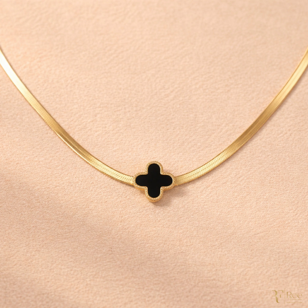 Black Clover Herringbone Necklace