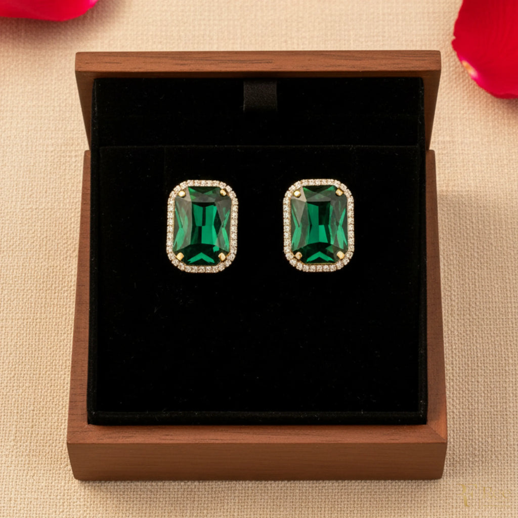 Emerald Glow Stud Earrings