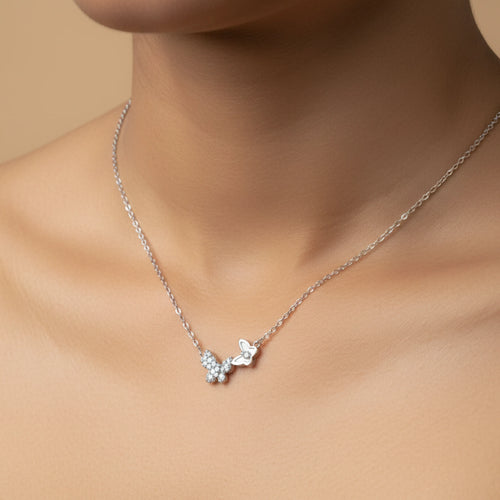 Butterfly Duo Crystal Pendant Necklace