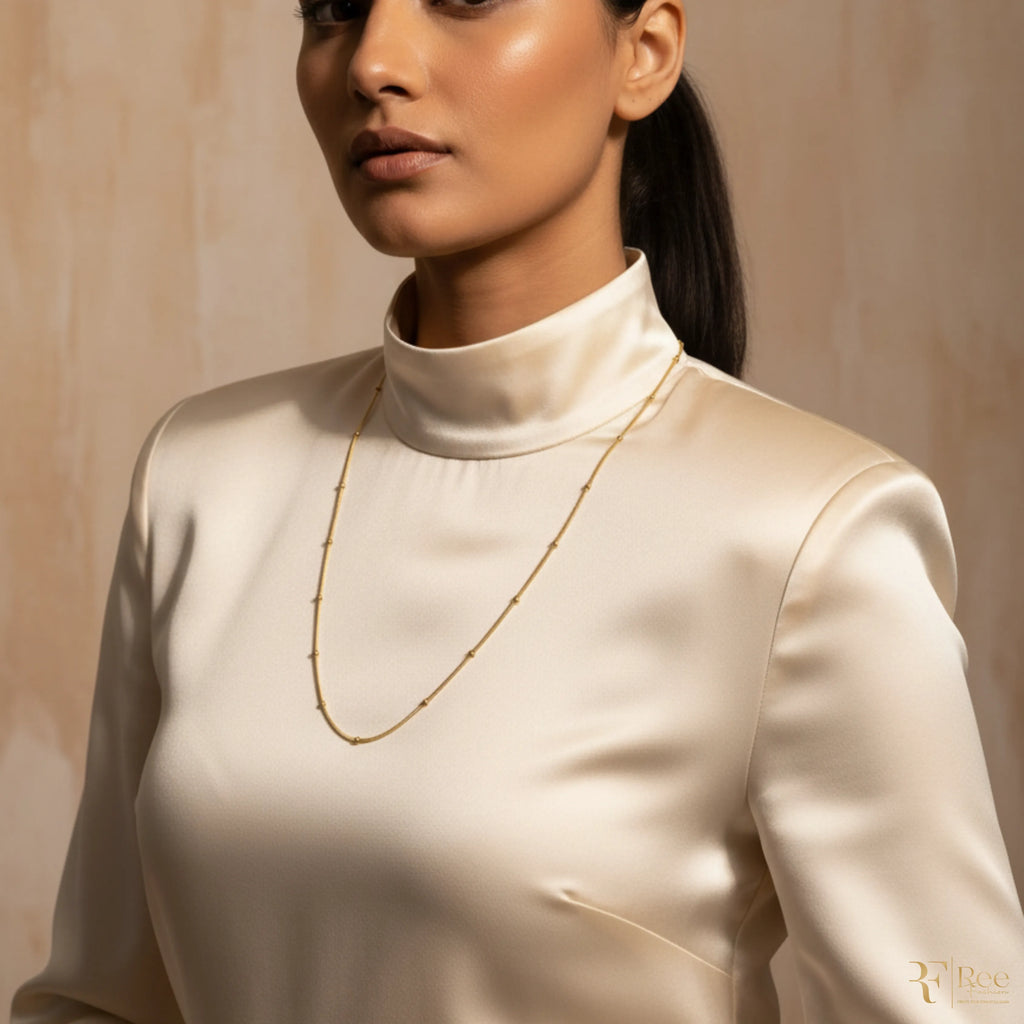Gold Dainty Beaded Snake Chain
