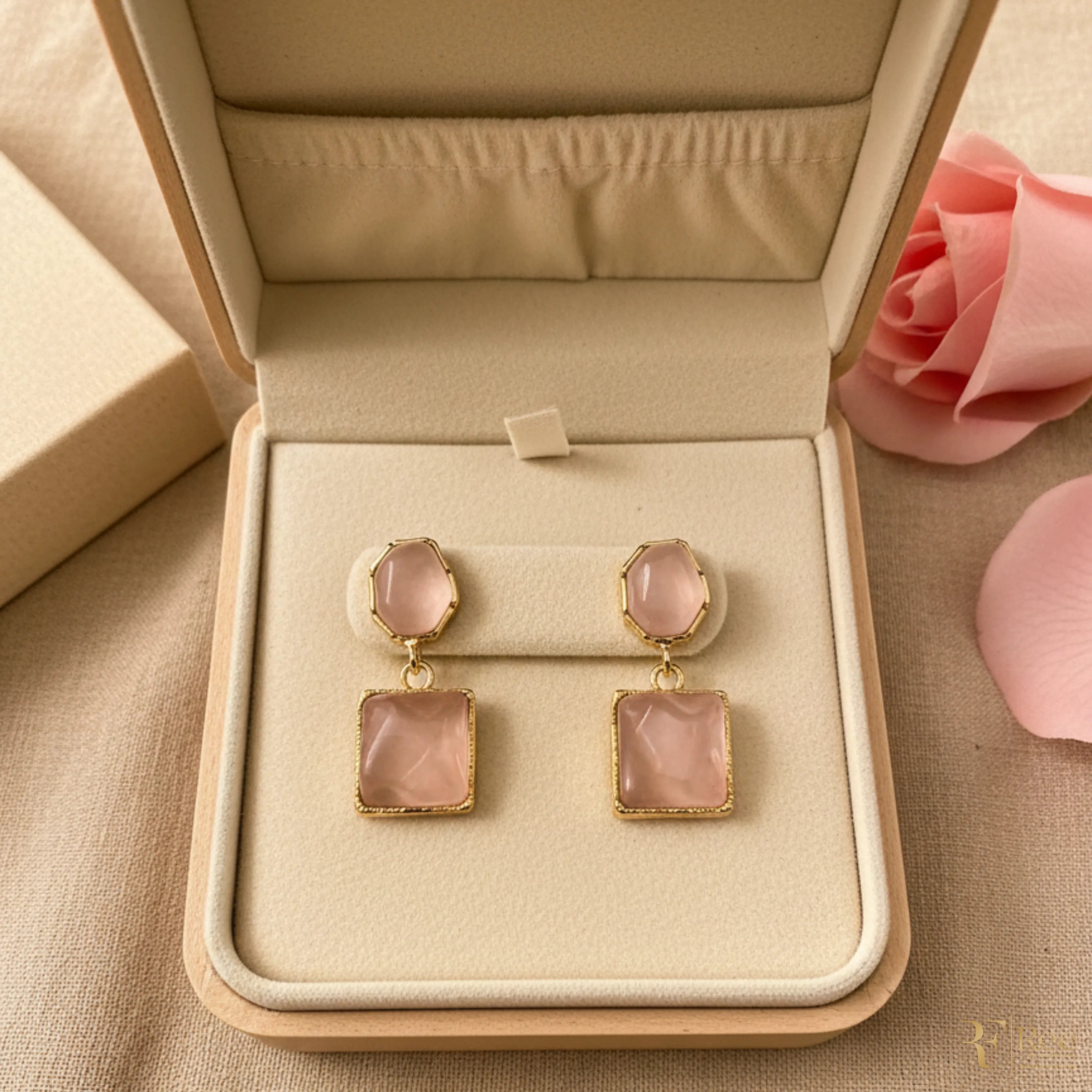 Blush Pink Stone Drop Earrings