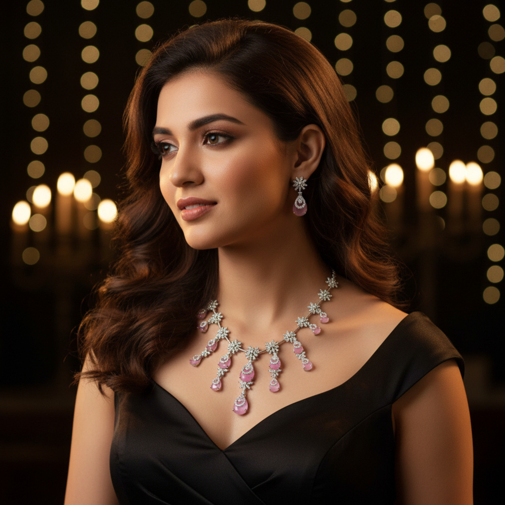 Rosé Snowfall Necklace Set