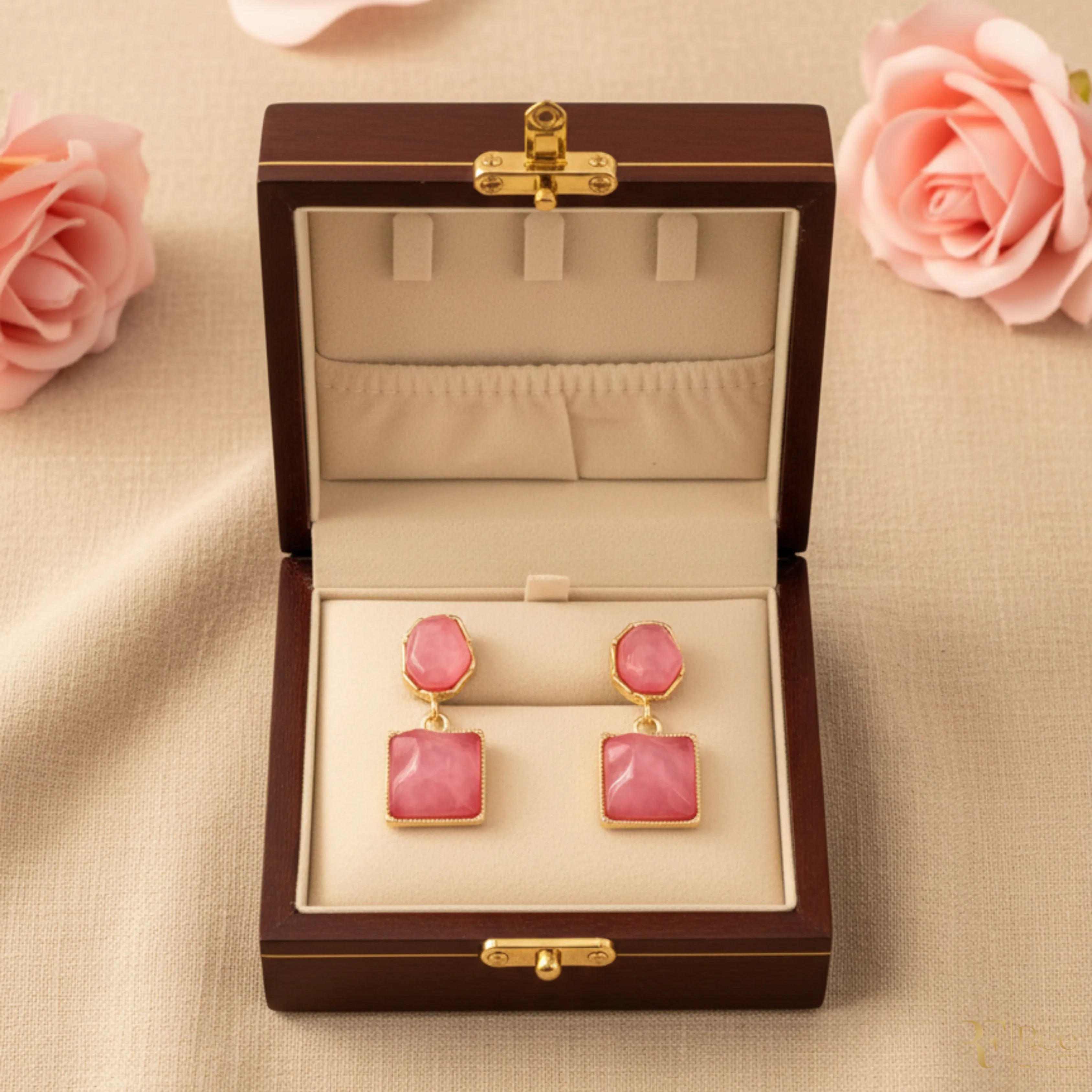 Pink Stone Drop Earrings