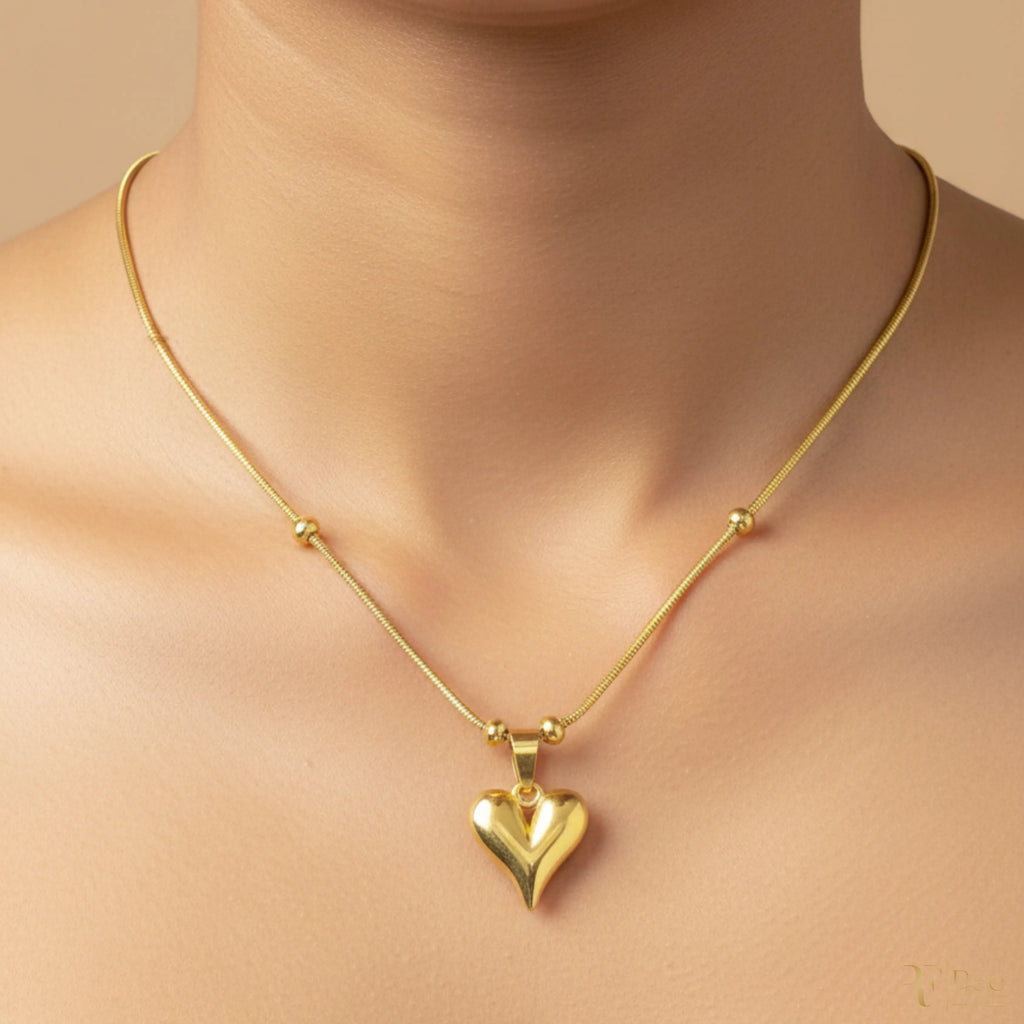 Golden Heart Puffed Pendant