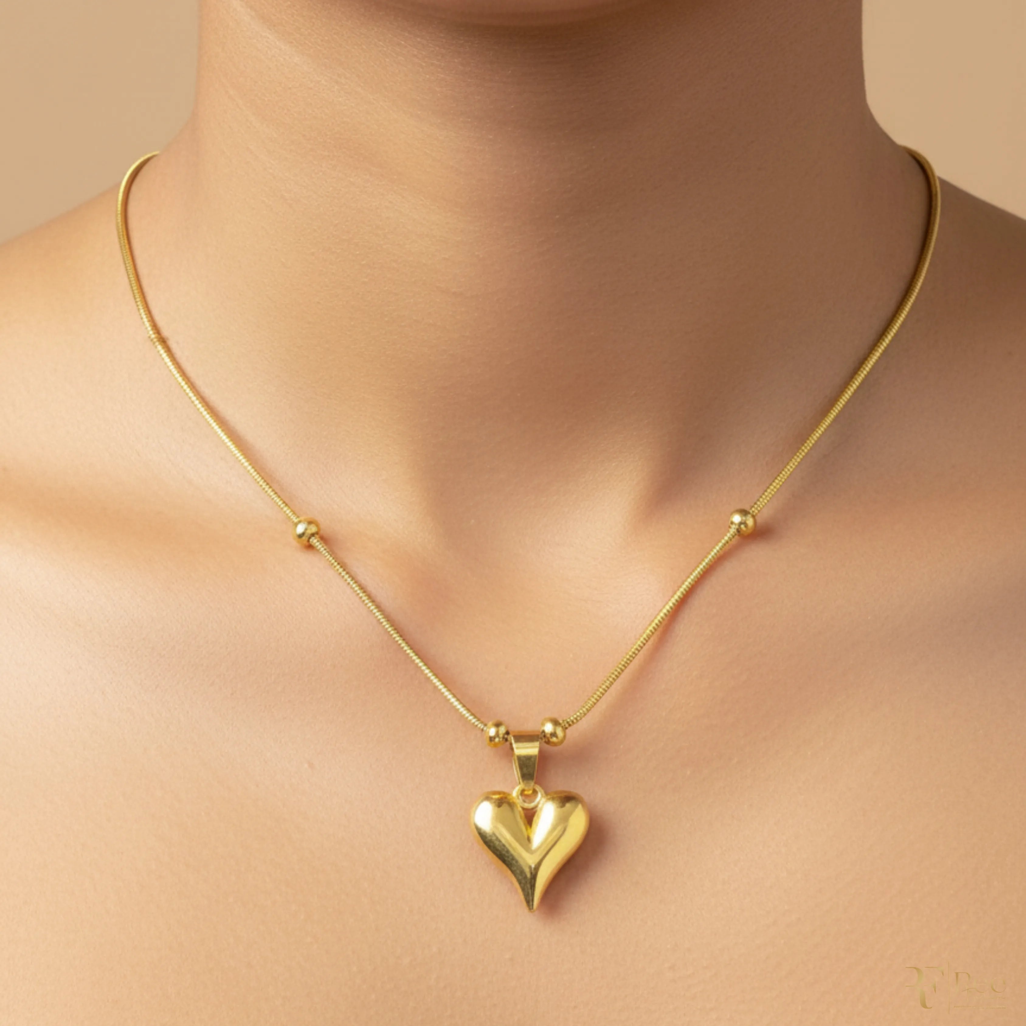 Golden Heart Puffed Pendant