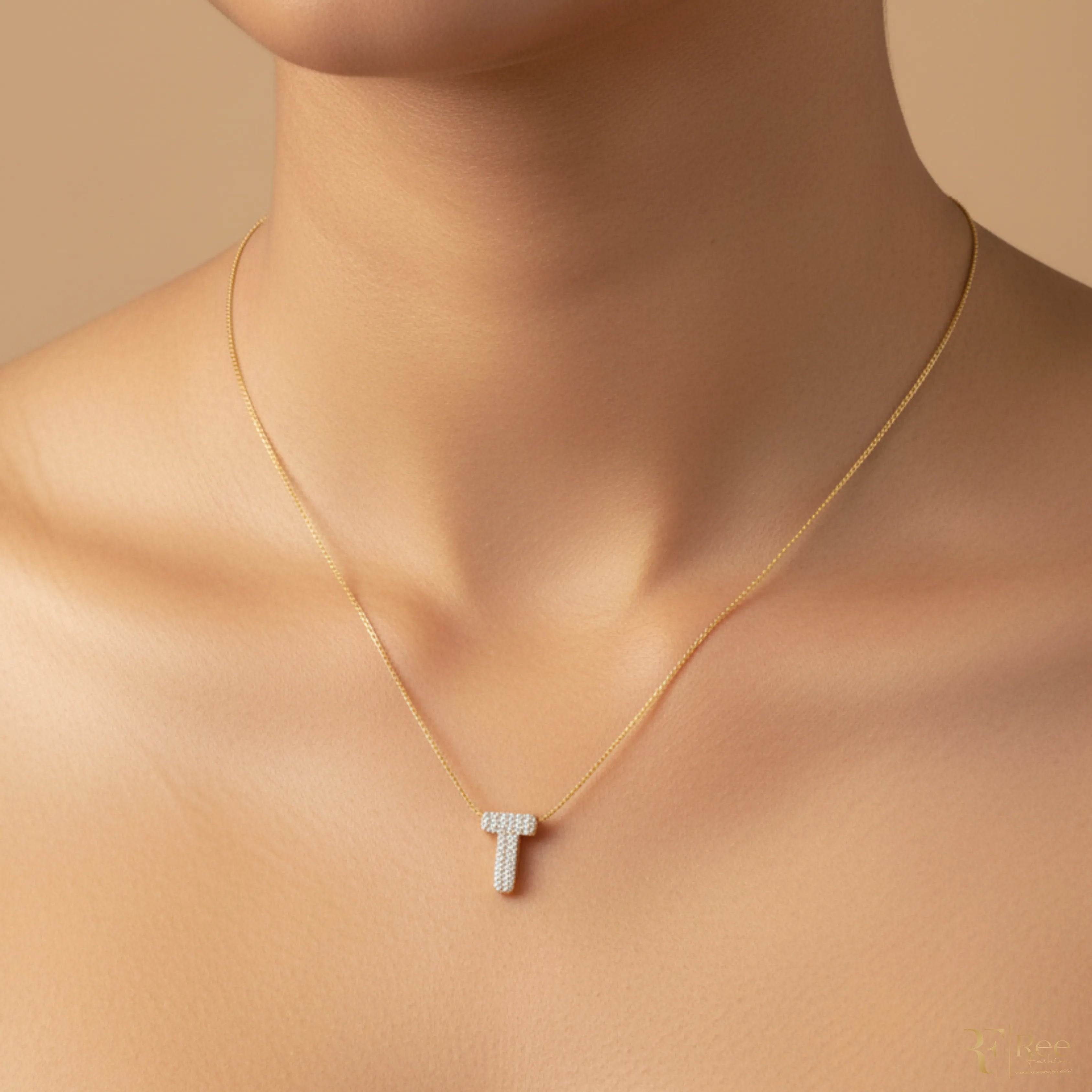 Gold 'T' Initial Necklace
