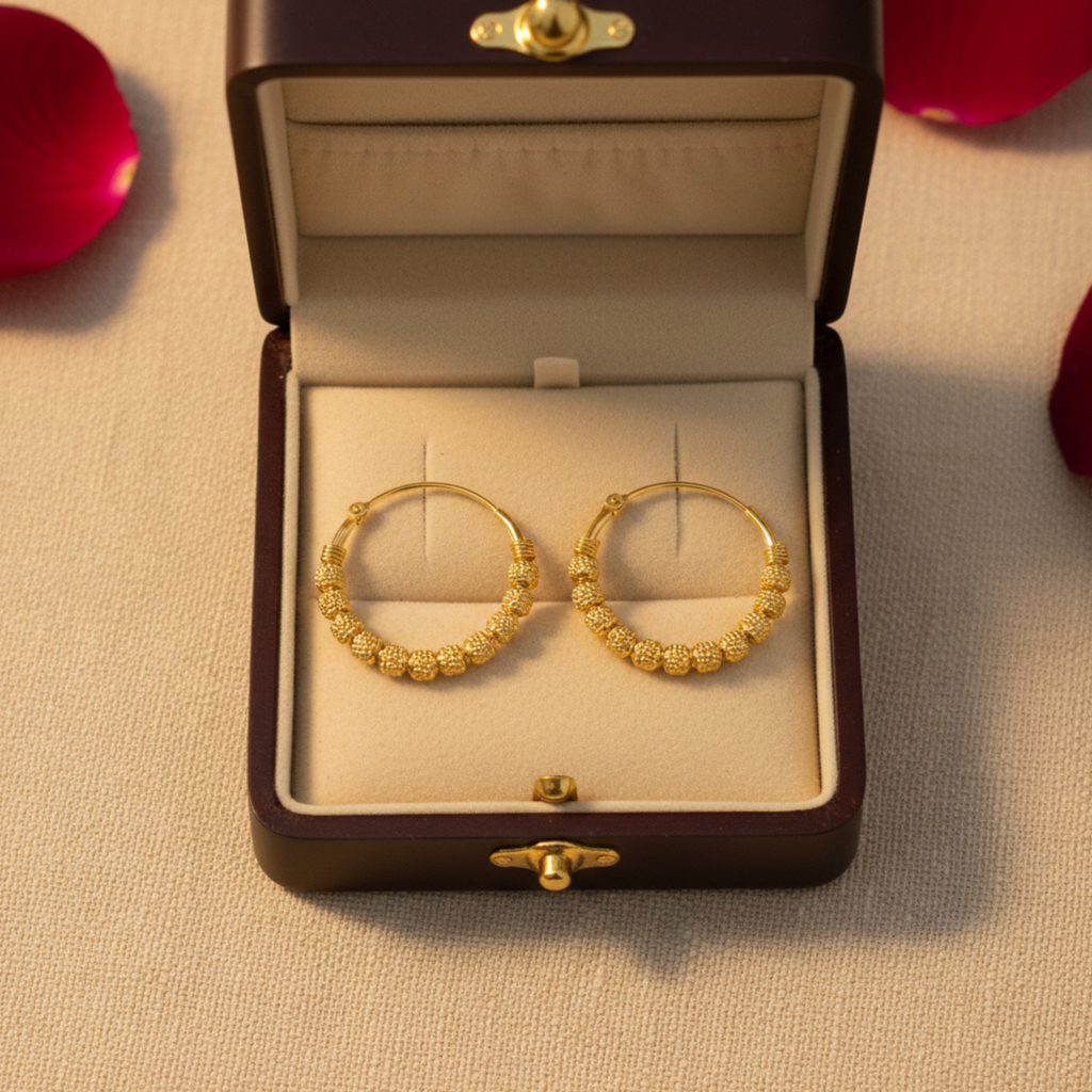 Royal Aura Textured Gold Hoop Earrings