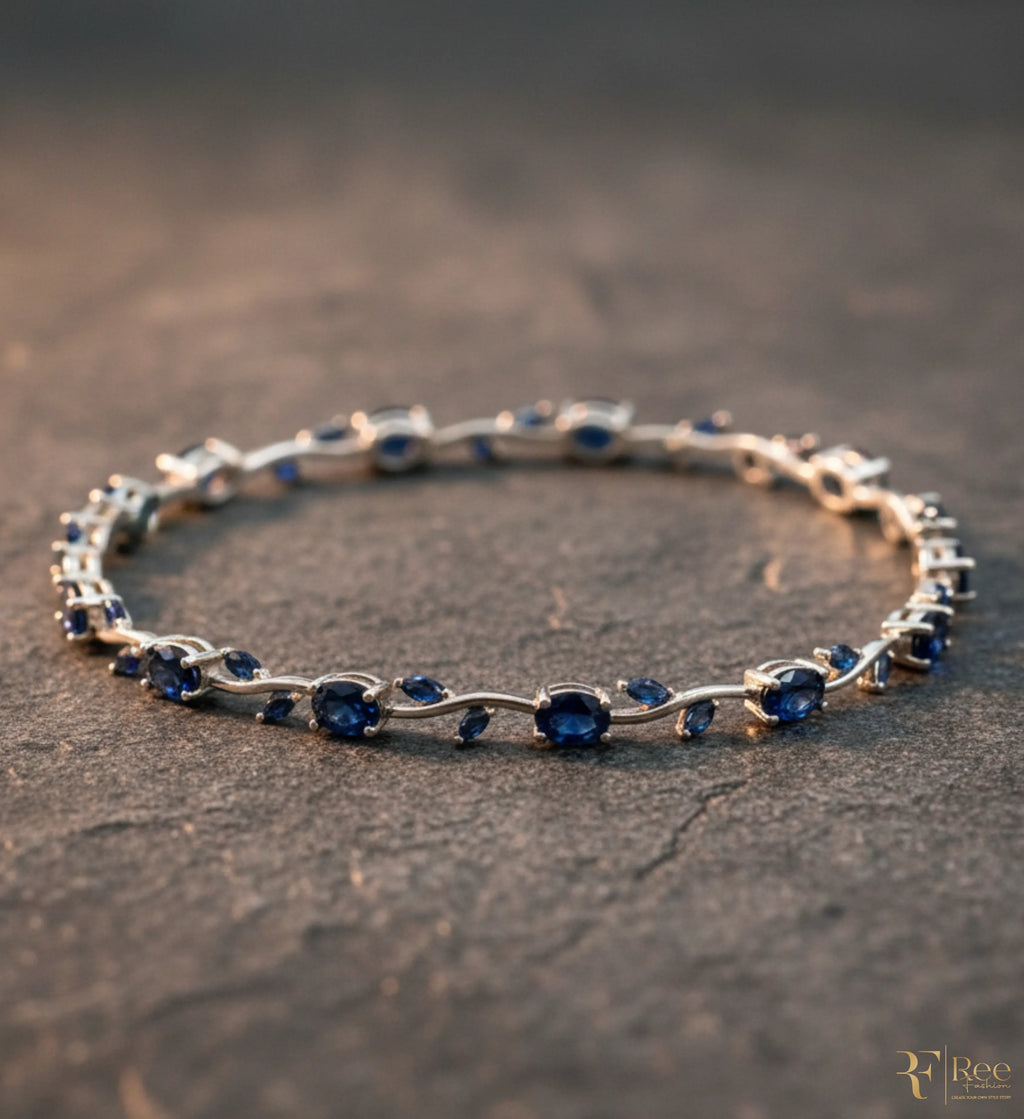 Blue Sapphire Crystal Tennis Bracelet
