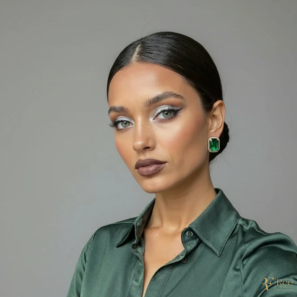 Emerald Glow Stud Earrings