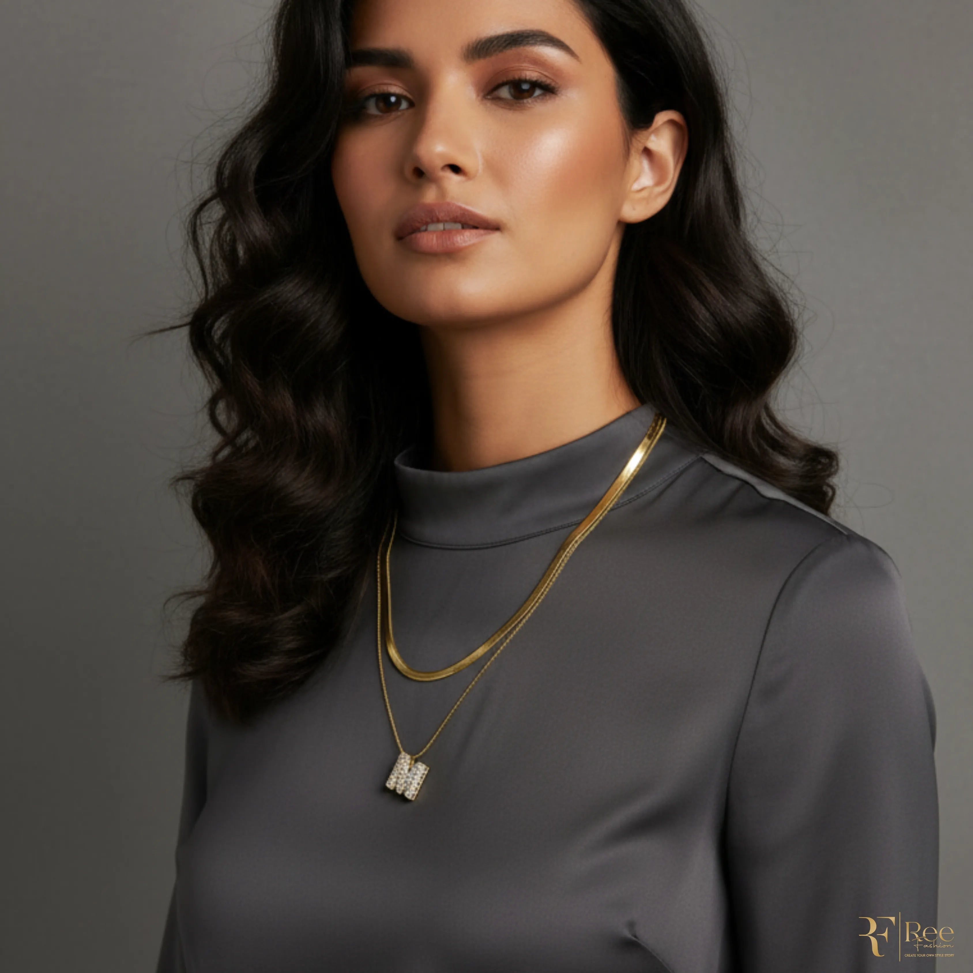 Layered Herringbone & 'M' Necklace