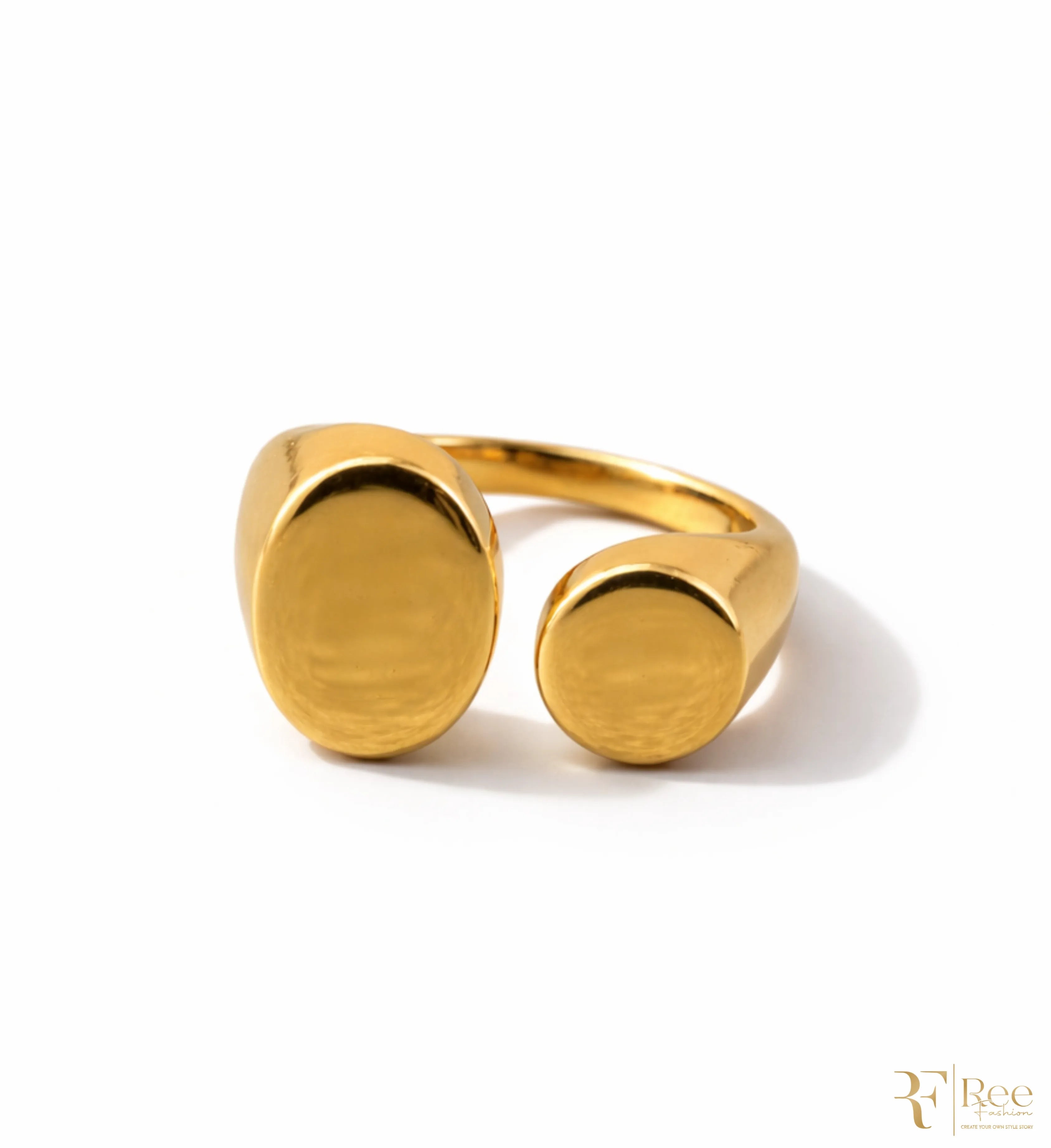 Dual Disc Gold Open Ring