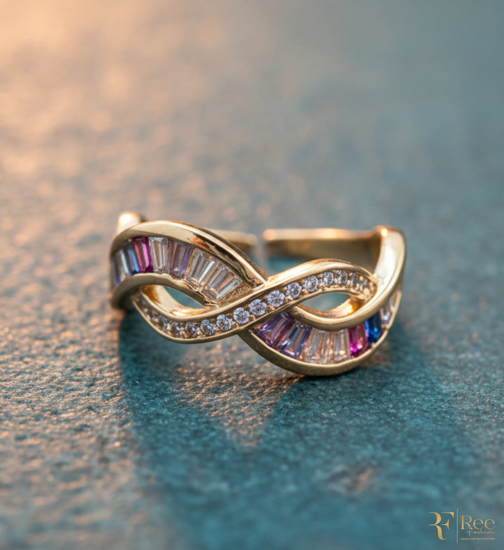 Rainbow Infinity Gold Ring