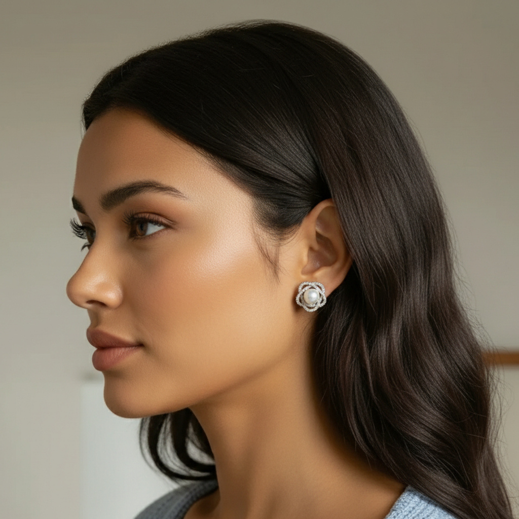 Pearl Blossom Stud Earrings