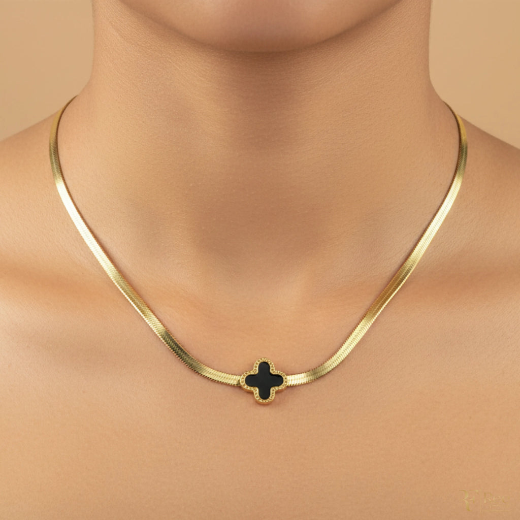Black Clover Herringbone Necklace