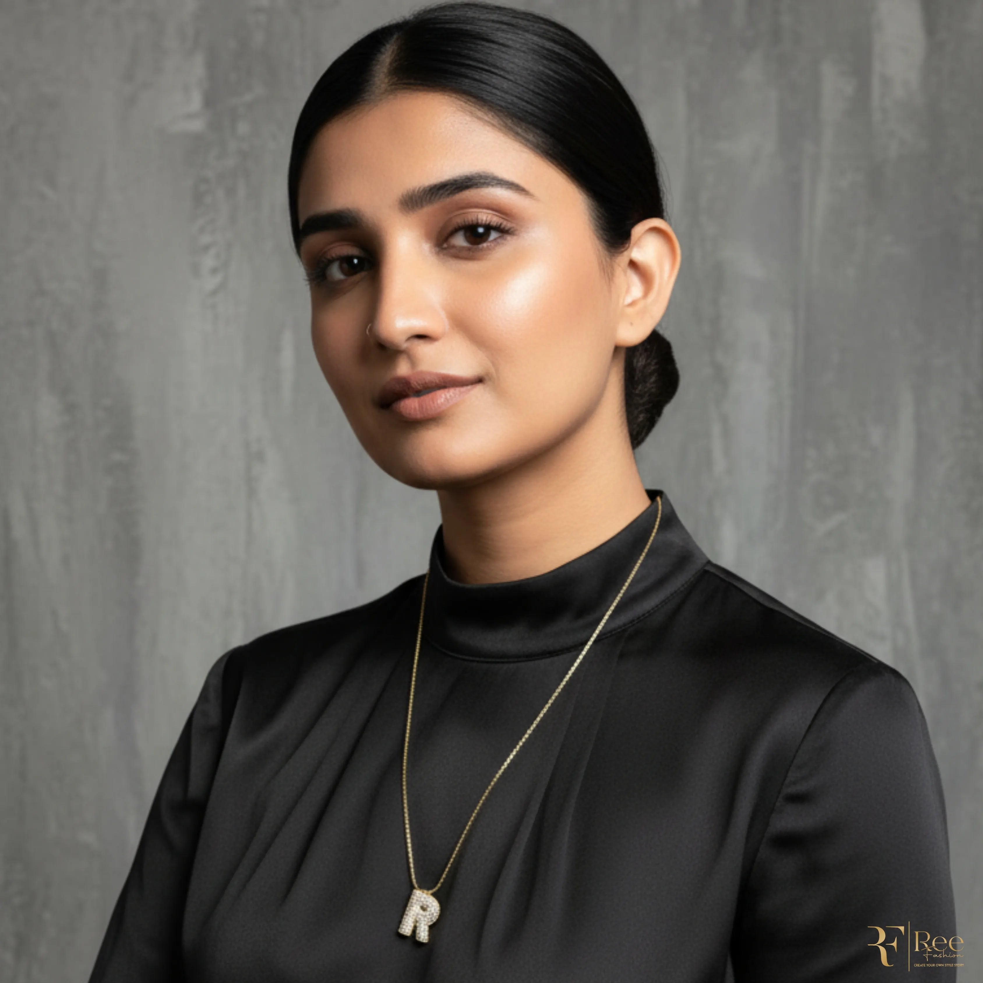 Gold 'R' Initial Necklace