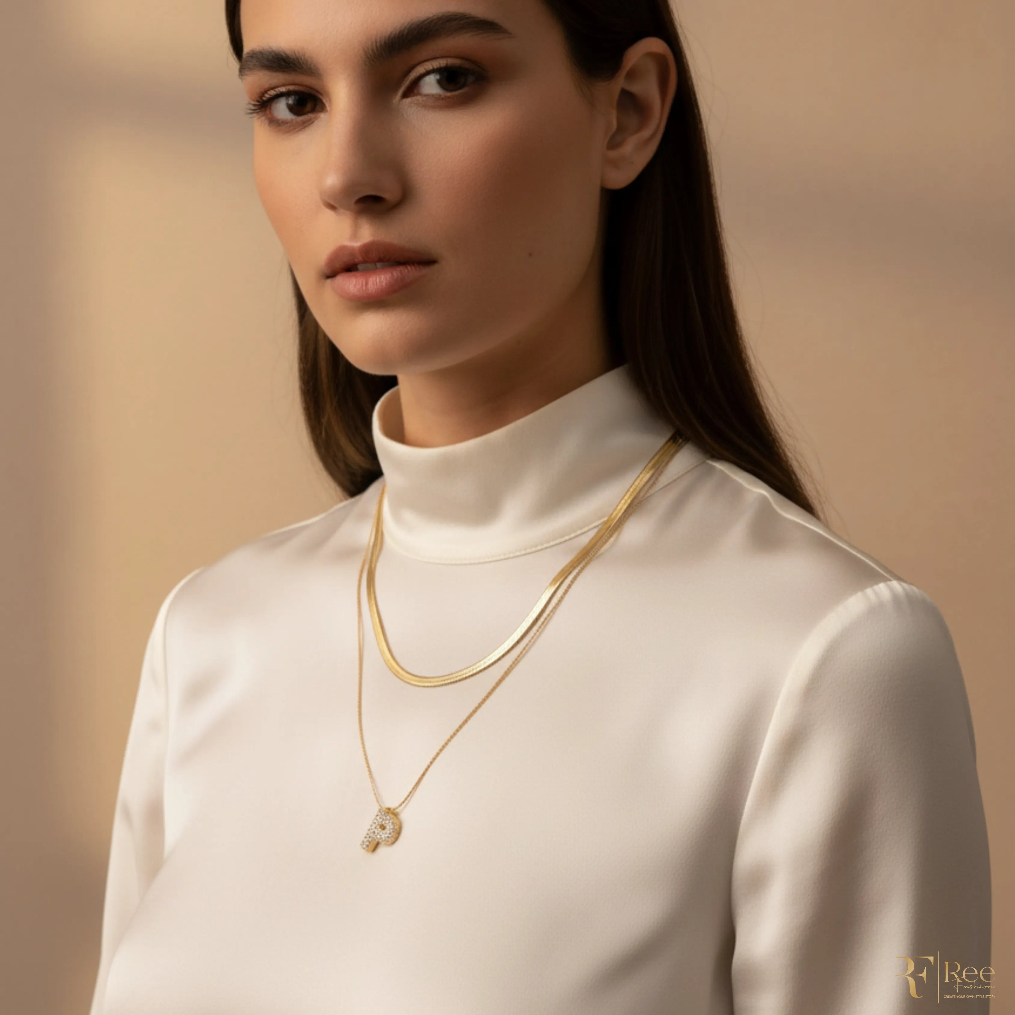 Layered Herringbone & 'P' Necklace