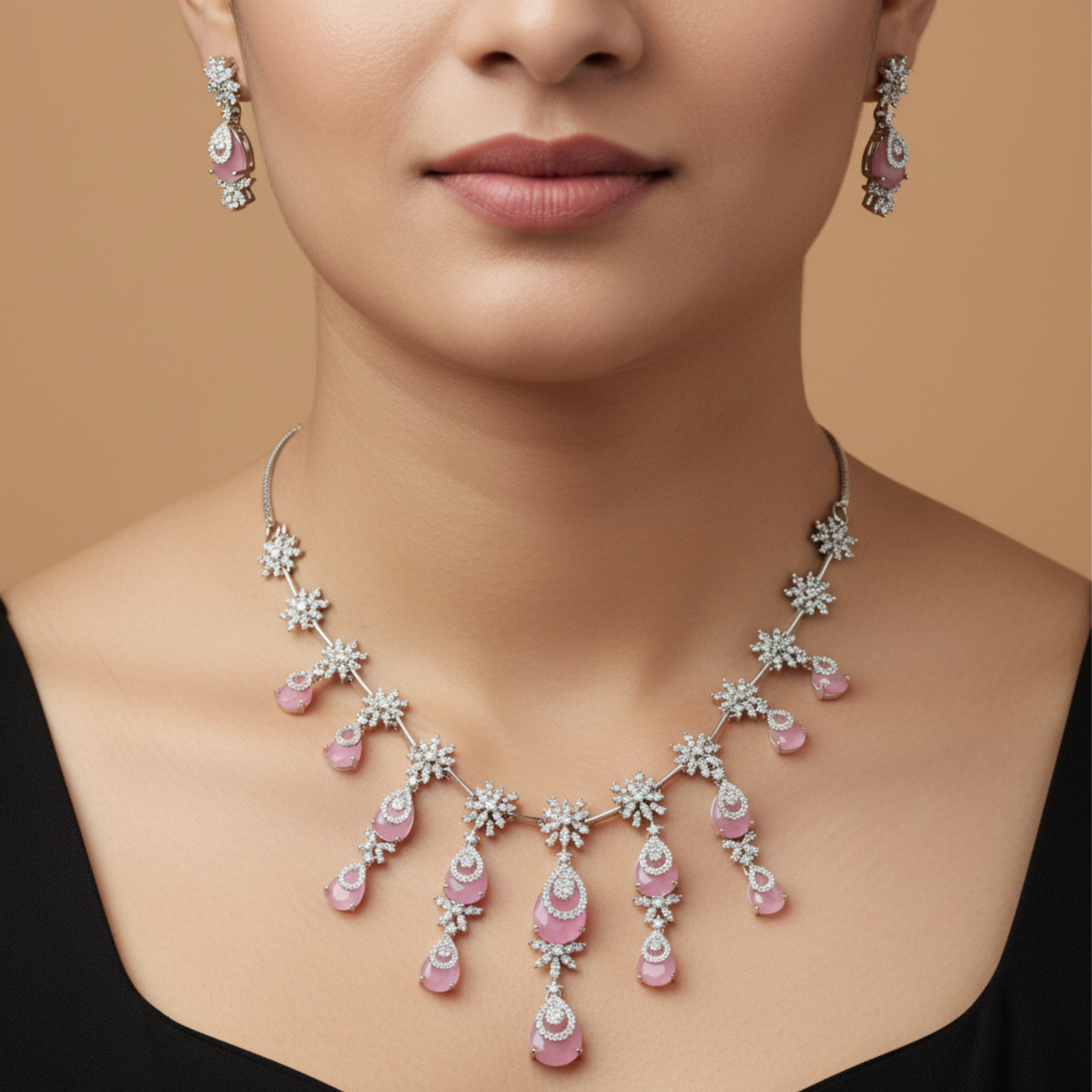 Rosé Snowfall Necklace Set
