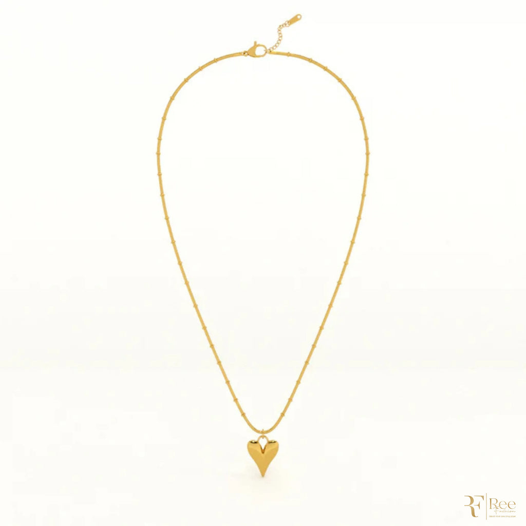 Golden Heart Puffed Pendant