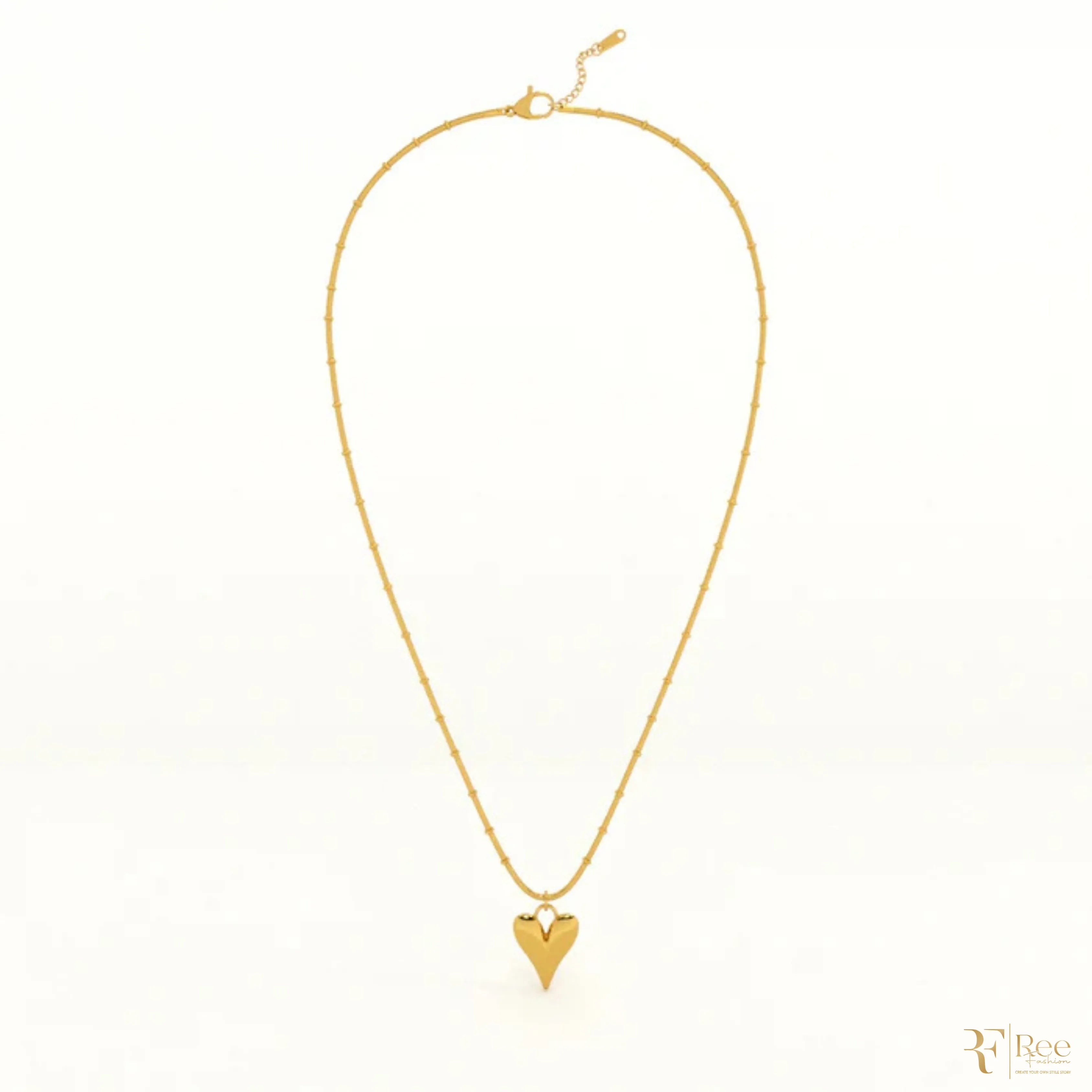 Golden Heart Puffed Pendant