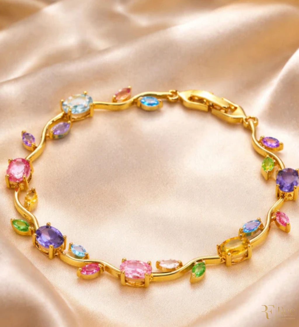 Multicolor Gemstone Link Bracelet