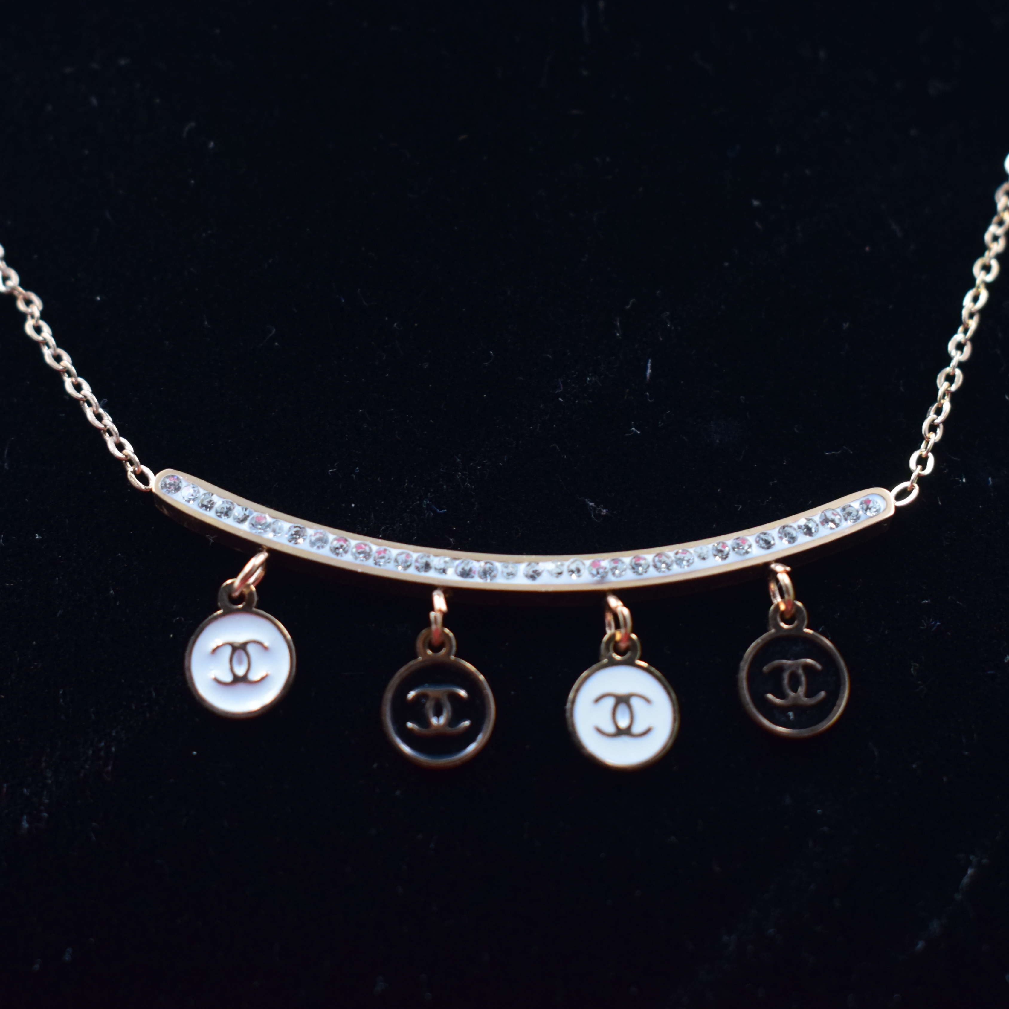 Monochrome Charm Bar Necklace