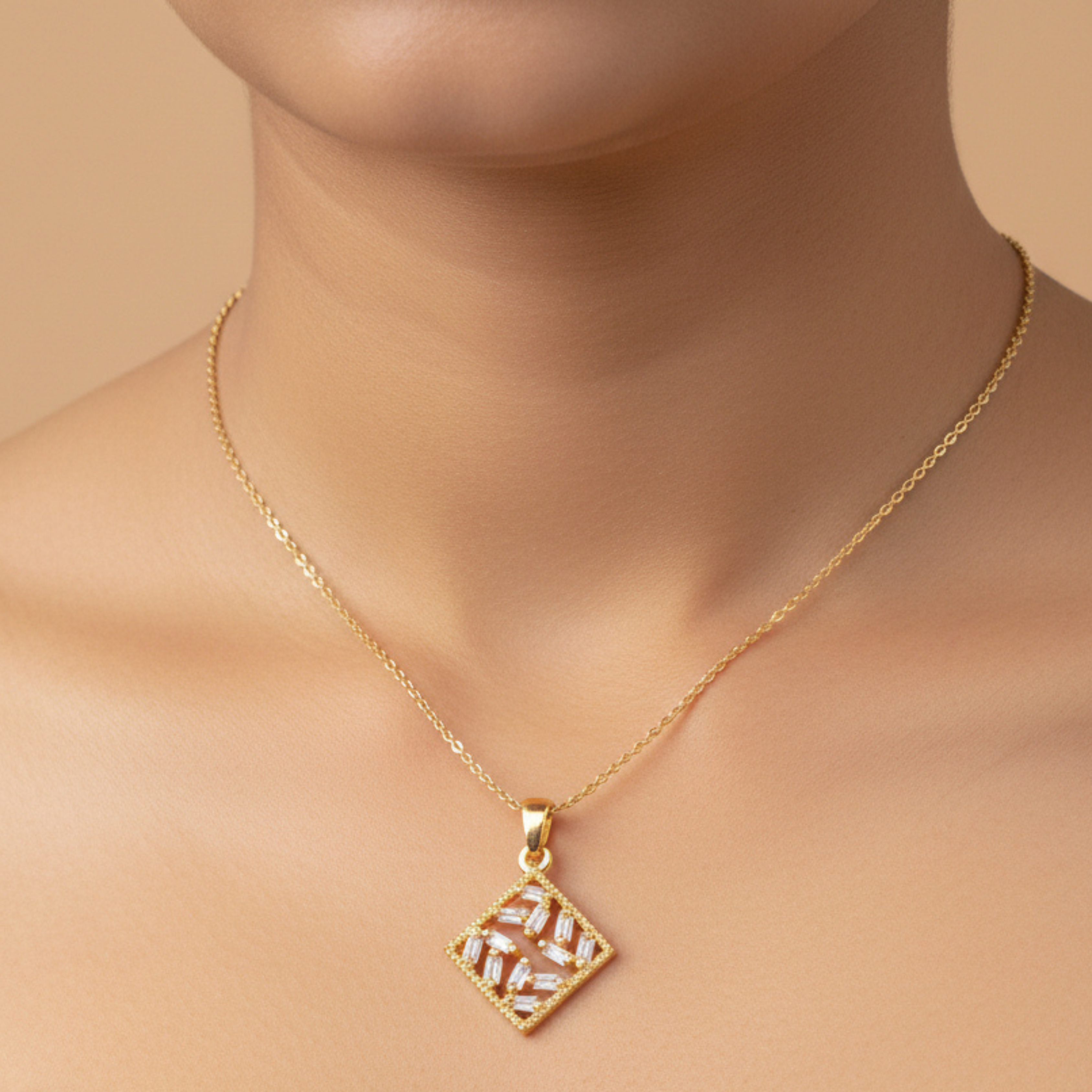 Golden Prism Pendant Necklace
