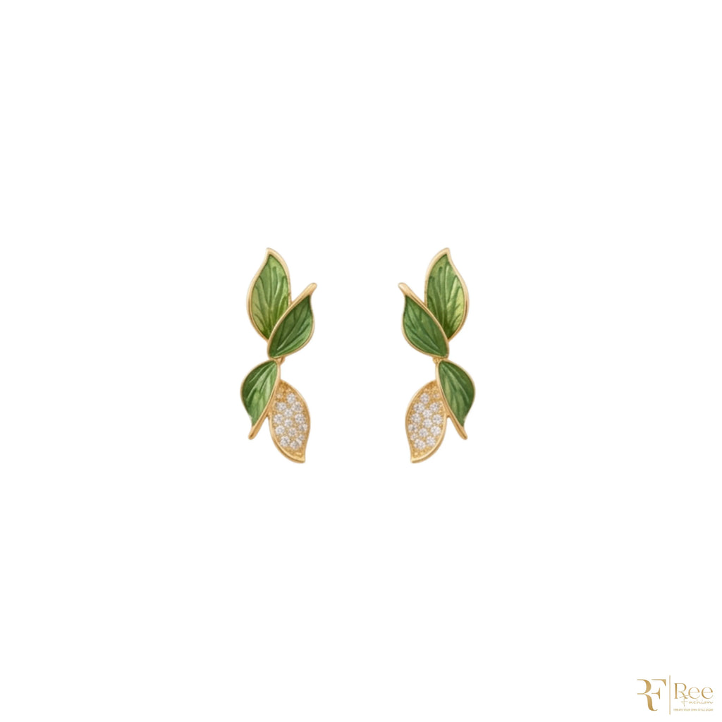 Emerald Leaf Drop Earrings
