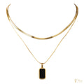 Layered Herringbone & Onyx Necklace