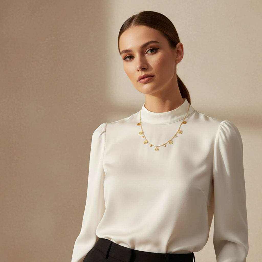 Floral Charm Crystal Chain Necklace