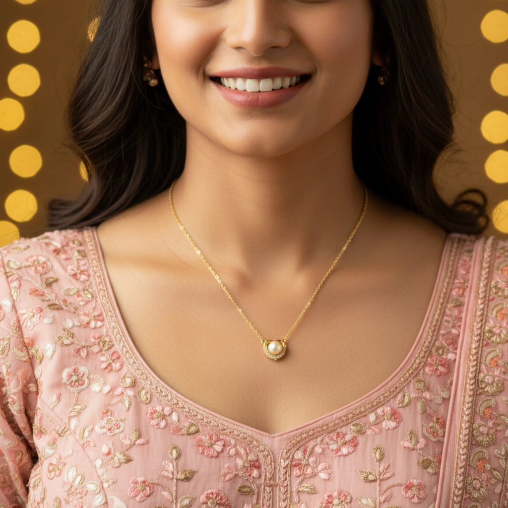 Pearl Halo Crystal Pendant Necklace