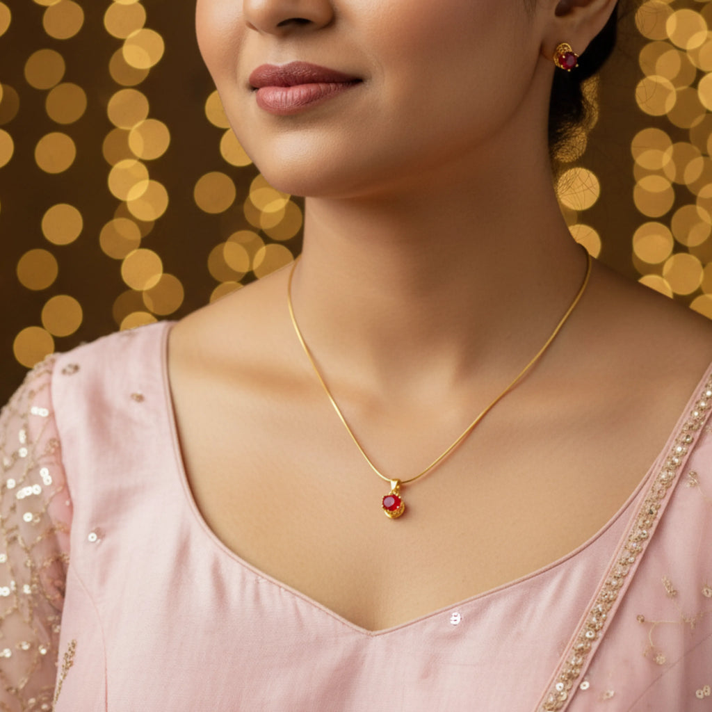 Classic Ruby Solitaire Pendant Necklace