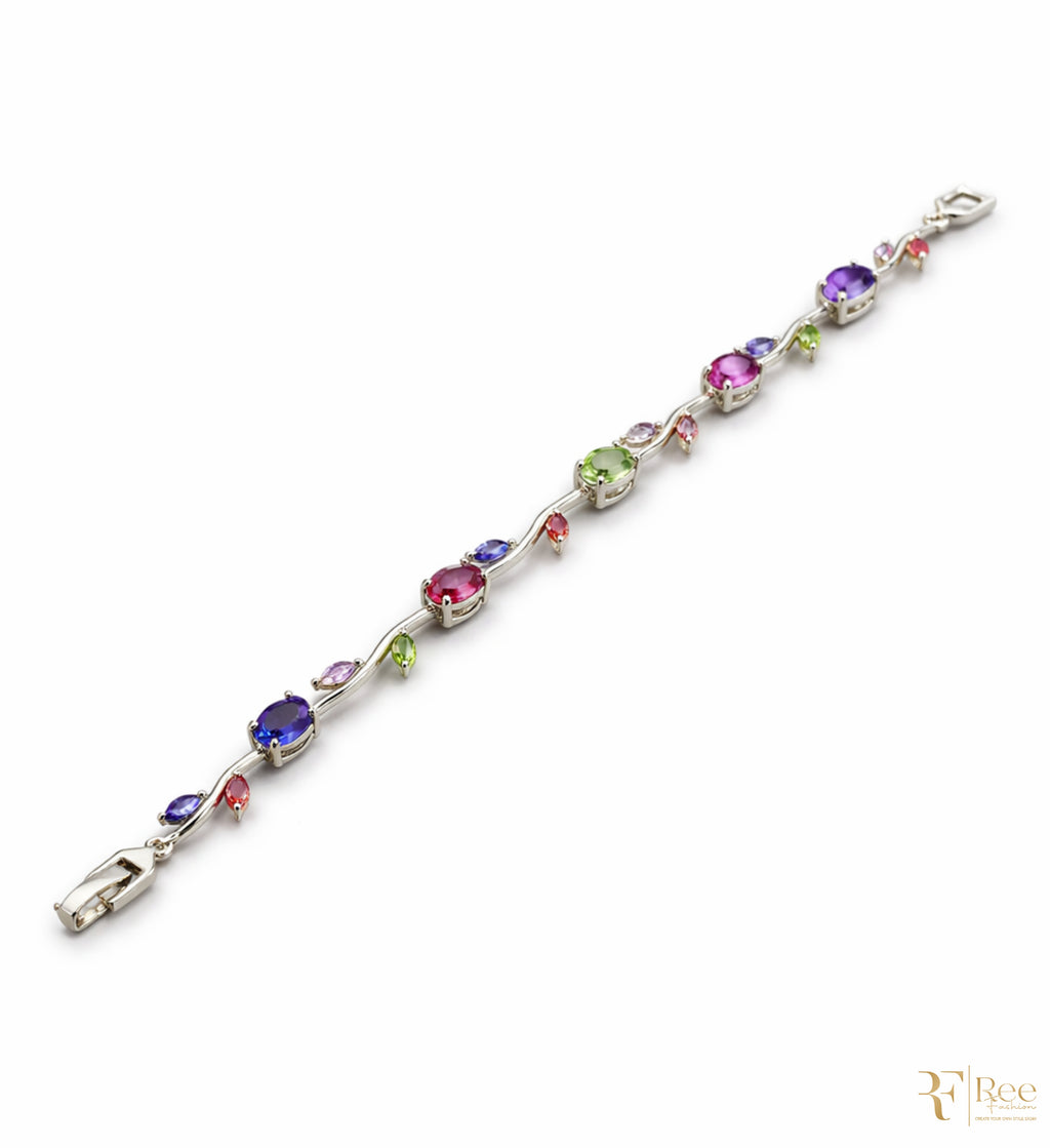 Multicolor Gemstone Link Bracelet