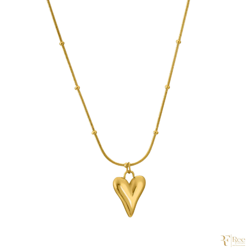 Golden Heart Puffed Pendant