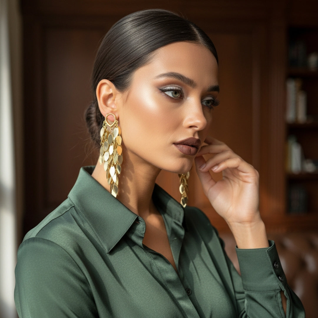 Golden Leaf Cascade Earrings