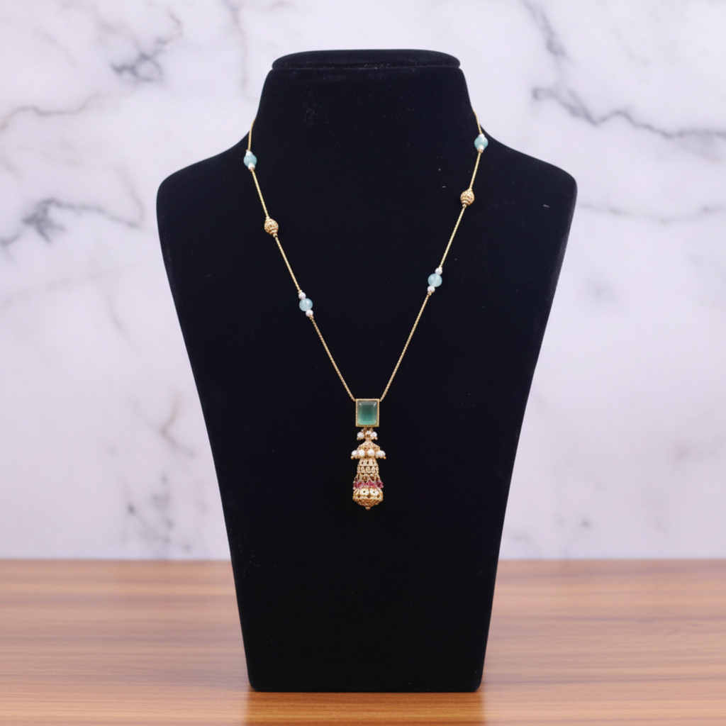 Emerald Jhumka Drop Pendant