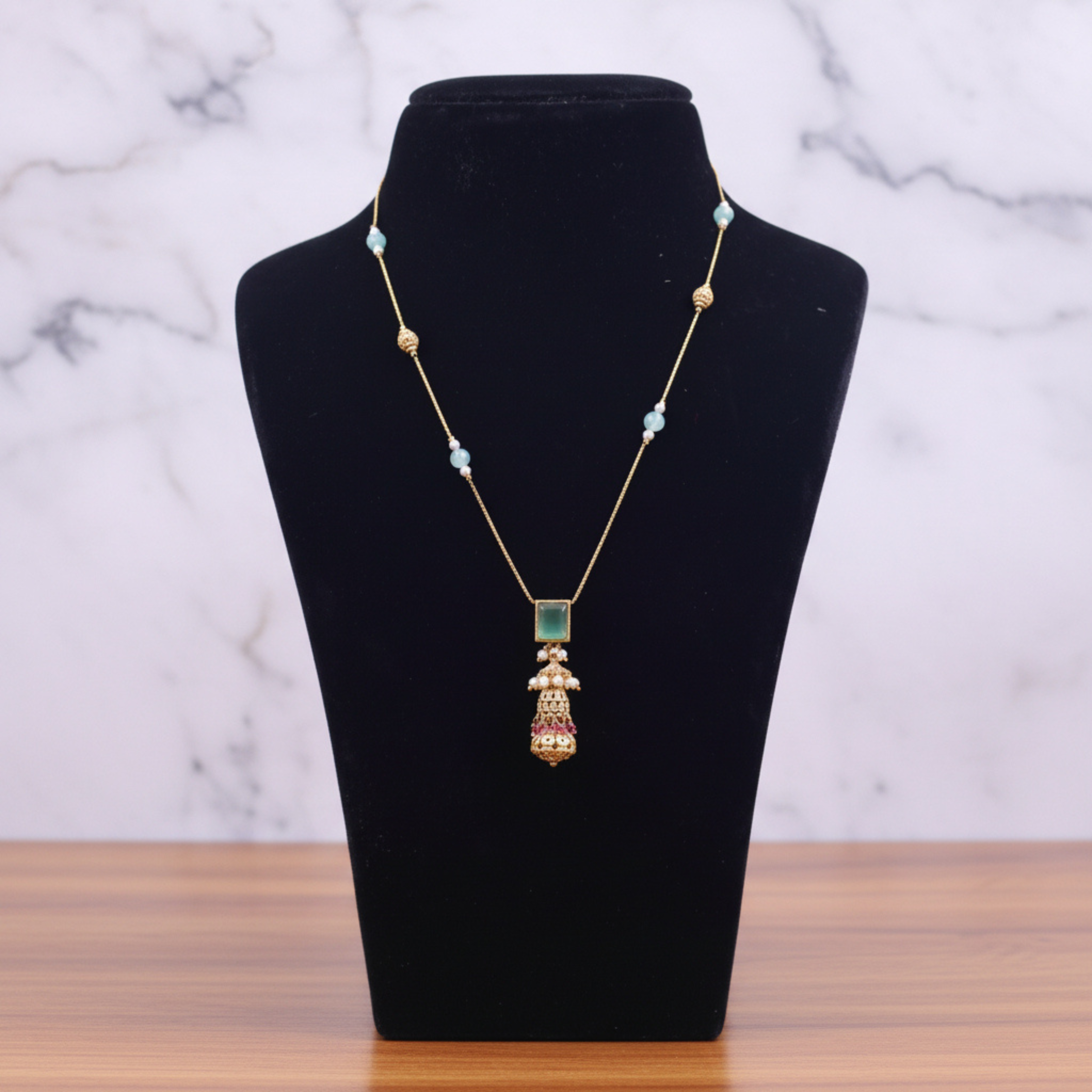 Emerald Jhumka Drop Pendant